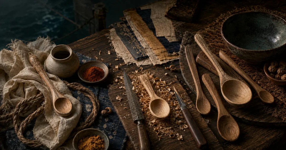 A traded object being reshaped with local tools before joining a new collection